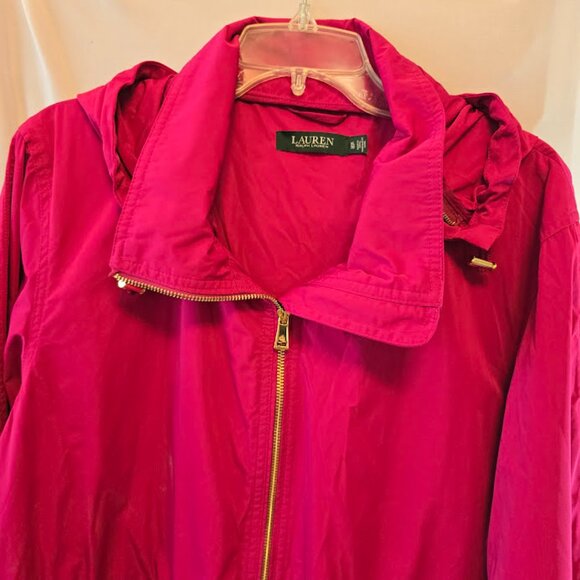 LAUREN RALPH LAUREN FULL ZIP ANORAK JACKET FUCHSIA SIZE XL ZIP POCKETS RELAXED - Picture 3 of 8